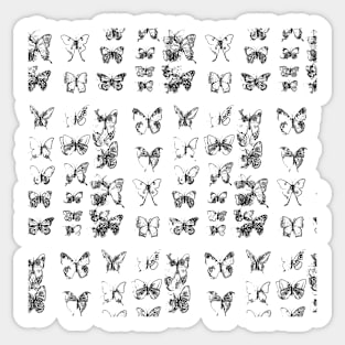 Butterflies in black and white pattern Sticker